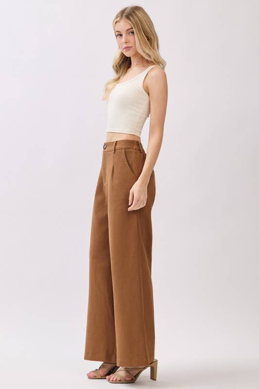 Final Touch - Vendita all'ingrosso Pantalone - Donna - Pantaloni a Gamba Larga in Twill Elasticizzato con Tasche Applicate - VP70303B16