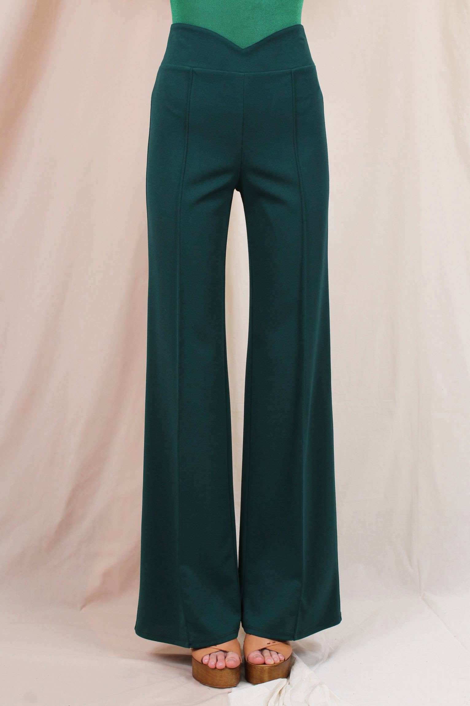Fore Collection - Wholesale Pants - Women's - DRESSY HIGH WAISTED V CUT PINSTRIPE TROUSERS -PD5710F08