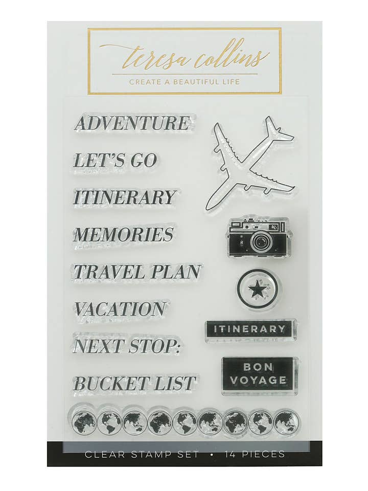 Set di timbri Jetsetter Adventure per la vendita all'ingrosso da parte di Teresa Collins Studio