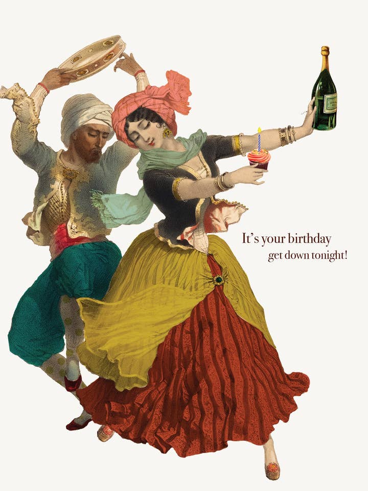 C'est ton anniversaire, descends ce soir ! • Carte de vœux 5 x 7 pour la vente par P. Flynn Design / Phun House