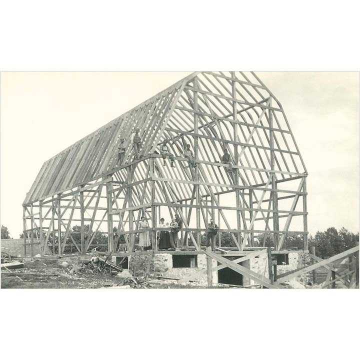 Greeting Card AA-59 Barn Raising for wholesale by Found Image Press