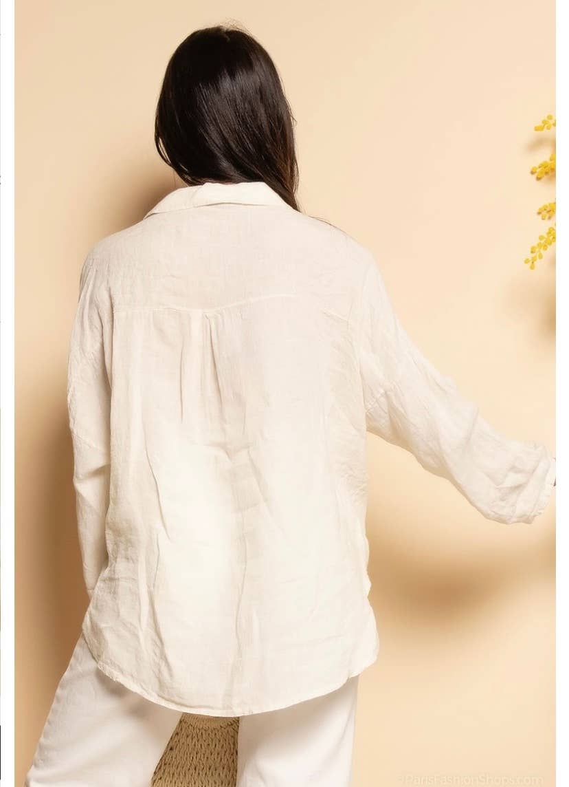 LINEN & COTTON HOUSE - Vente Chemise à col boutonné – femme - CHEMISE EN LIN. 48902 NINA39