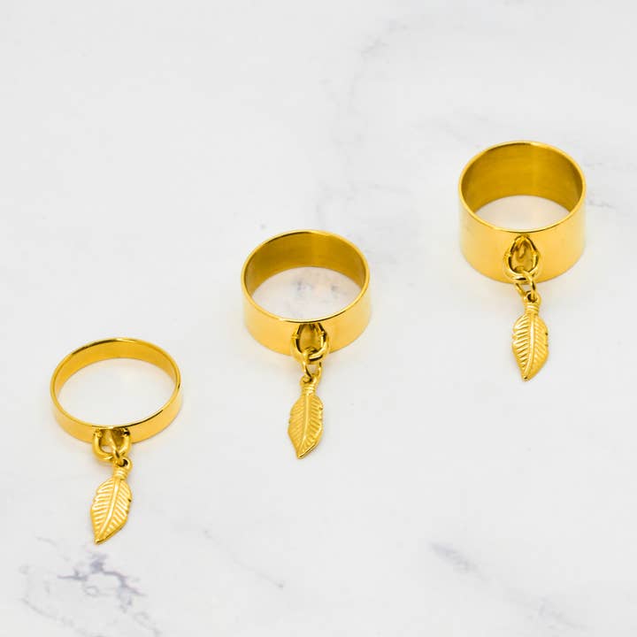 Golden feather ring for wholesale by Angiie