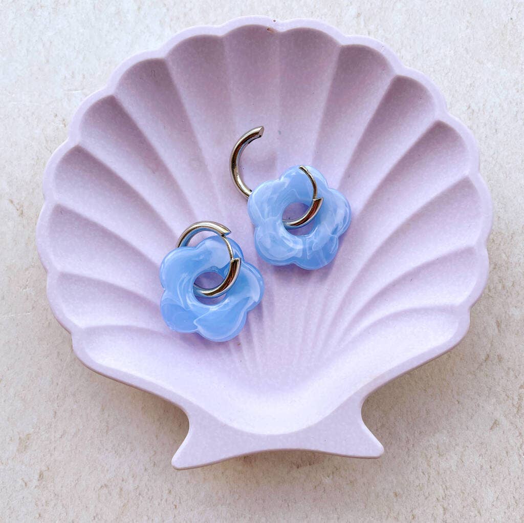 Lucent Studios Ltd - Wholesale Huggie Earrings - Resin Flower Huggie Hoop Earrings0