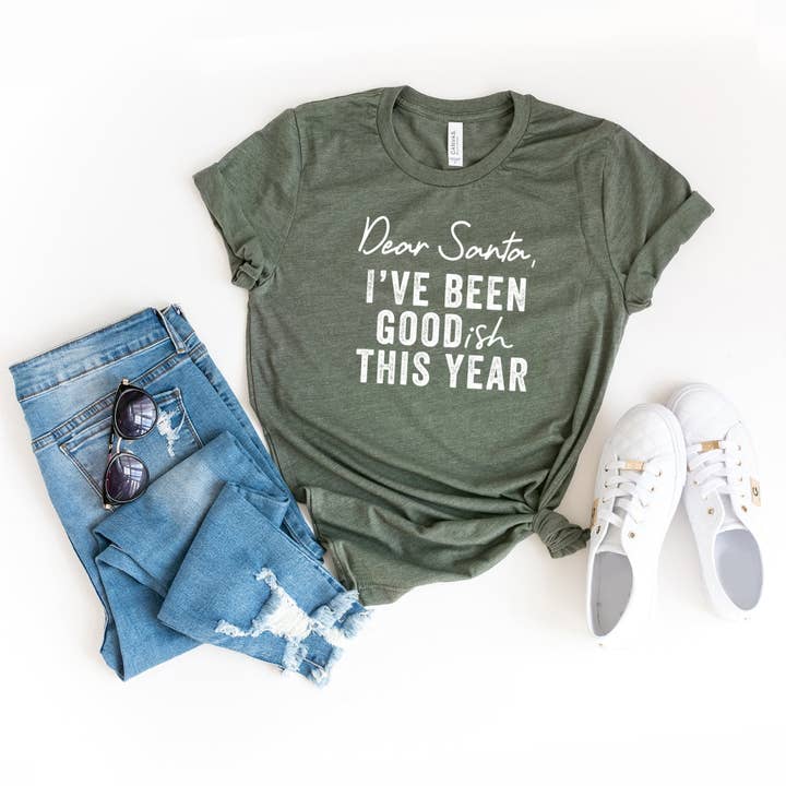 Dear Santa I've Been Goodish This Year | Short Sleeve Tee for wholesale by Olive And Ivory Wholesale