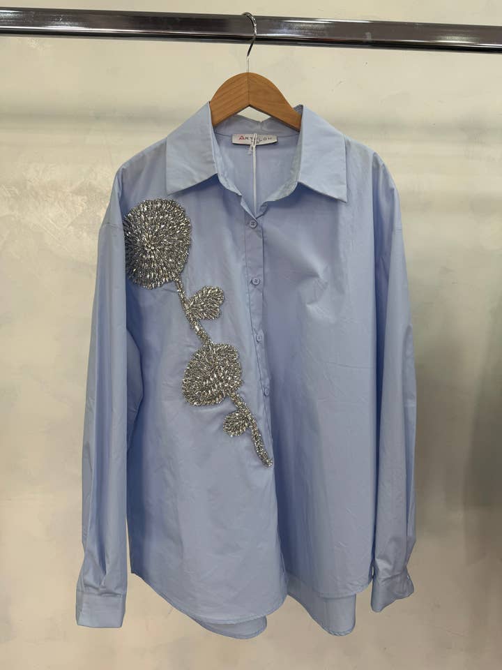 Cotton Shirt - Glitter Floral Pattern 6212 for wholesale by ARTFLOW