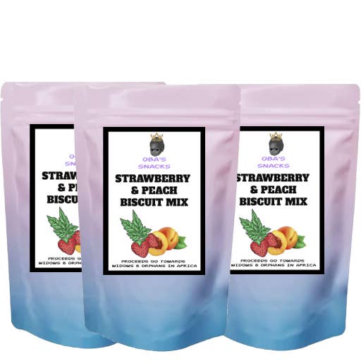 Jordbær Fersken Biscuit Mix|Tilsæt blot mælk|Lille batch 3 sæt for engroshandel hos Oba's Snacks