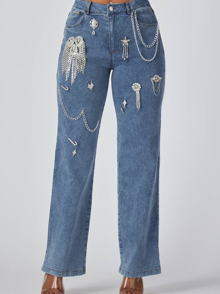 Sei gesegnet Strass Denim Jeans Hose (HDP33828ME) für den Großhandel von Hot & Delicious