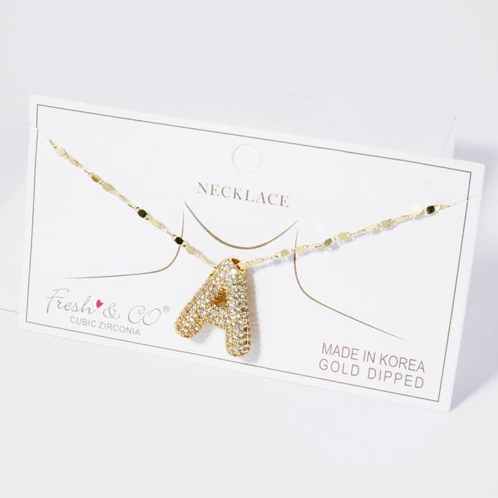 Collana con pendente iniziale a forma di bolla in zirconia cubica incastonata in oro 18 carati per la vendita all'ingrosso da parte di OHBOOBA DESIGN