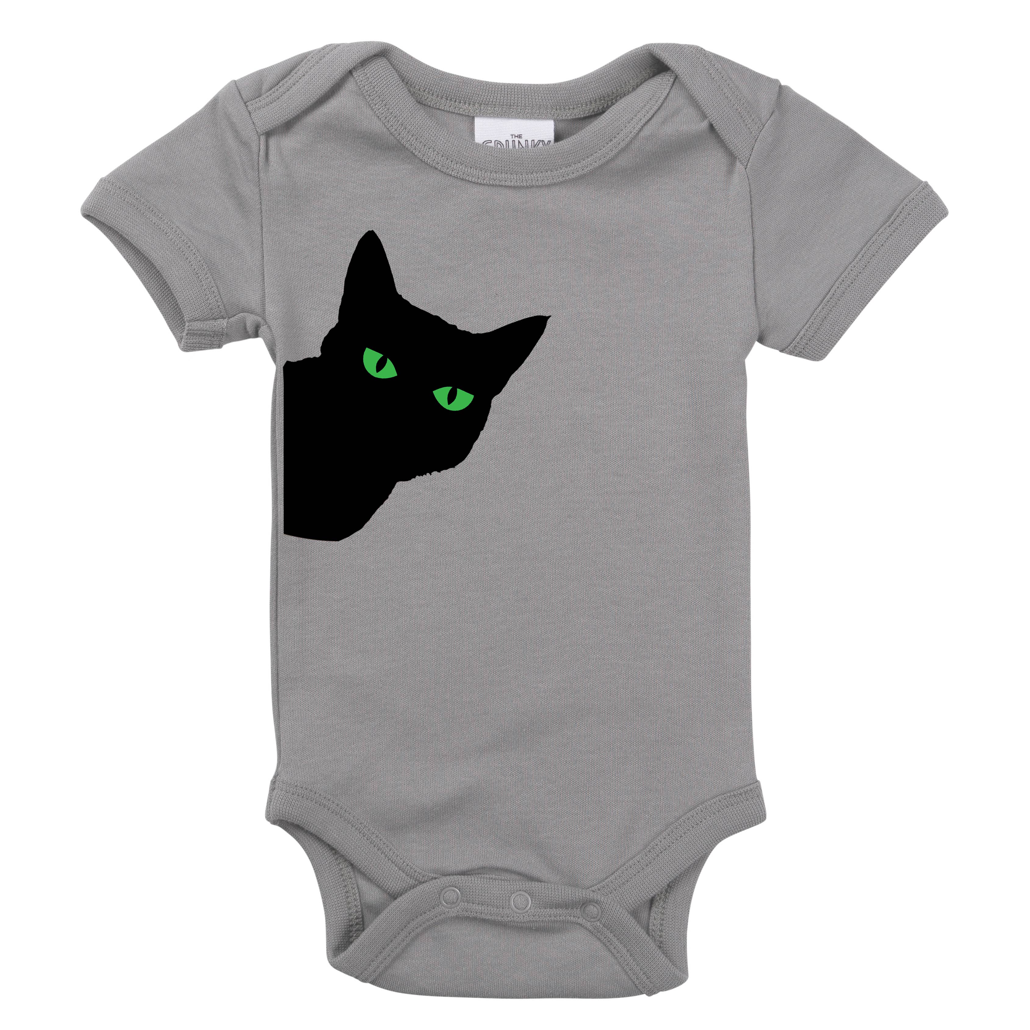 Spunky Stork - Wholesale Screen Printed T-Shirt - Kids - Black Cat Green Eyes Spooky Halloween Baby Toddler Shirt4