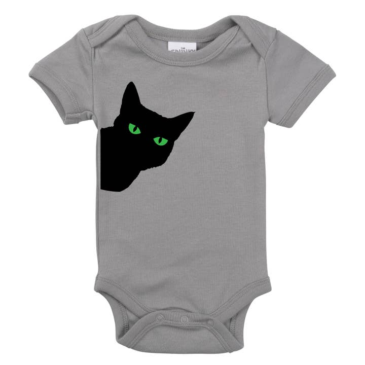 Spunky Stork - Wholesale Screen Printed T-Shirt - Kids - Black Cat Green Eyes Spooky Halloween Baby Toddler Shirt4