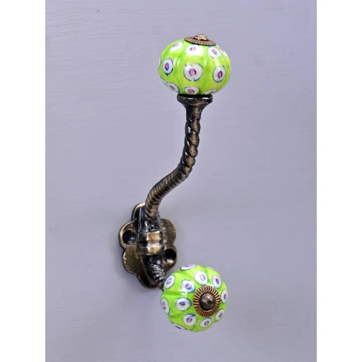 KNOBCO - Wholesale Wall Hook - Lime Green Cabinet Knob With Metal Wall Hanger
5