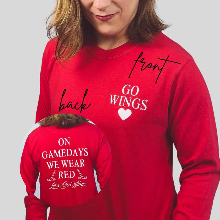 Go Wings - Detroit Hockey Long Sleeve for wholesale by Weigl Designs