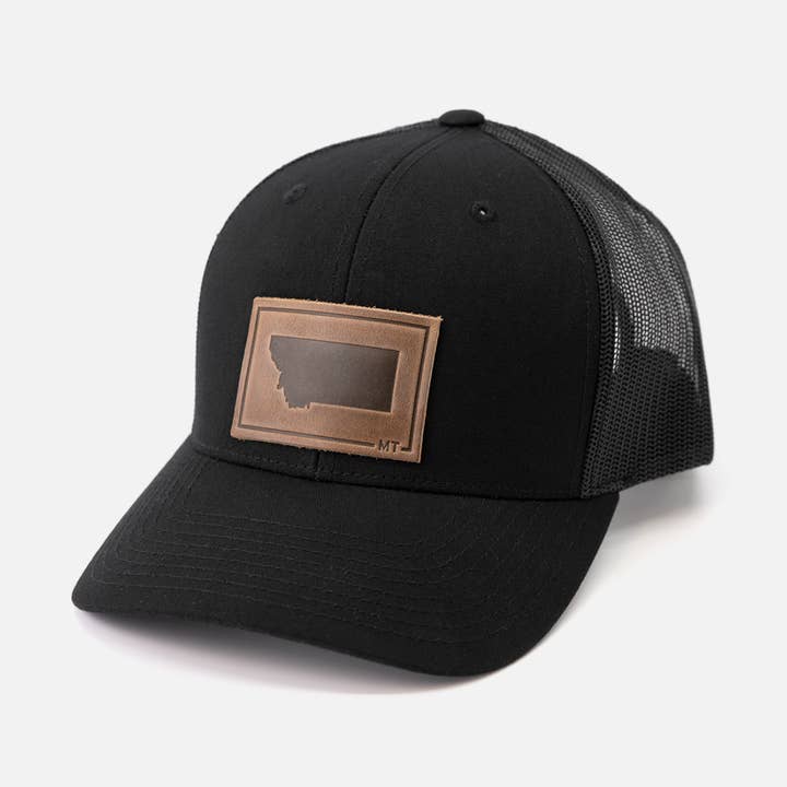Montana Silhouette Hat | Leather Patch Trucker Hat for wholesale by Range Leather Co.
