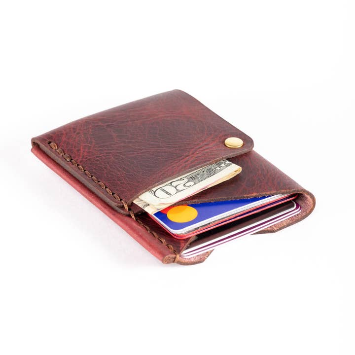 Espacio Handmade - Wholesale Wallet - Men's - Big Spender Leather Wallet – Sangria - Minimalist EDC5