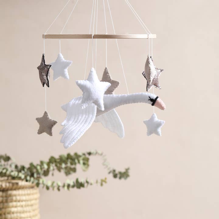 2 Stories - Wholesale Baby Mobile - SWAN baby mobile, bird, gift, girl, hanging, neutral