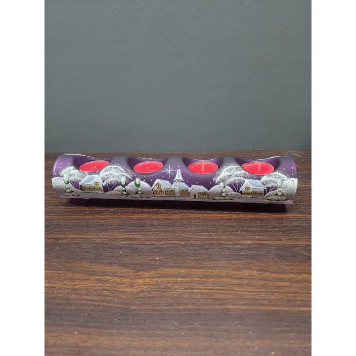 Glass by Iness - Wholesale Candle Holder - White Church In Winter Wonderland Collection - Candle Holder30