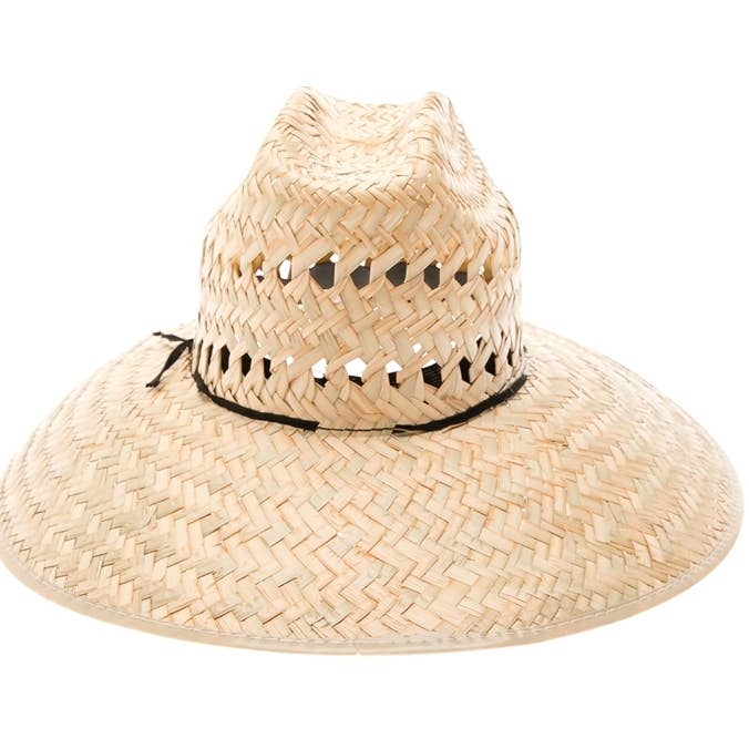NATURAL Palm leaf lifeguard hat with vented pattern around crown for wholesale on Faire4