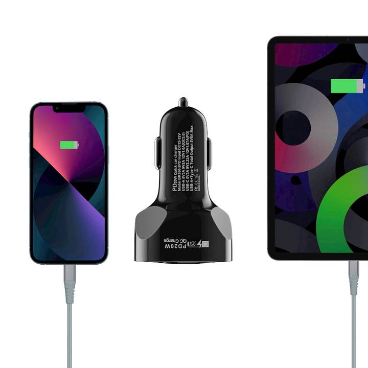 LAX Gadgets - Wholesale Portable Charger - LAX USBPD 4 Port Car Fast Charger with Retail Pack5