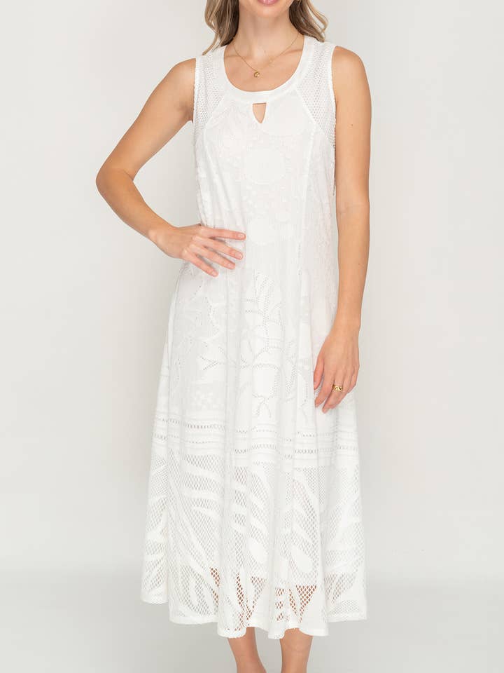 Vestido sem mangas com gola redonda em branco por atacado de NIKKY APPARELS