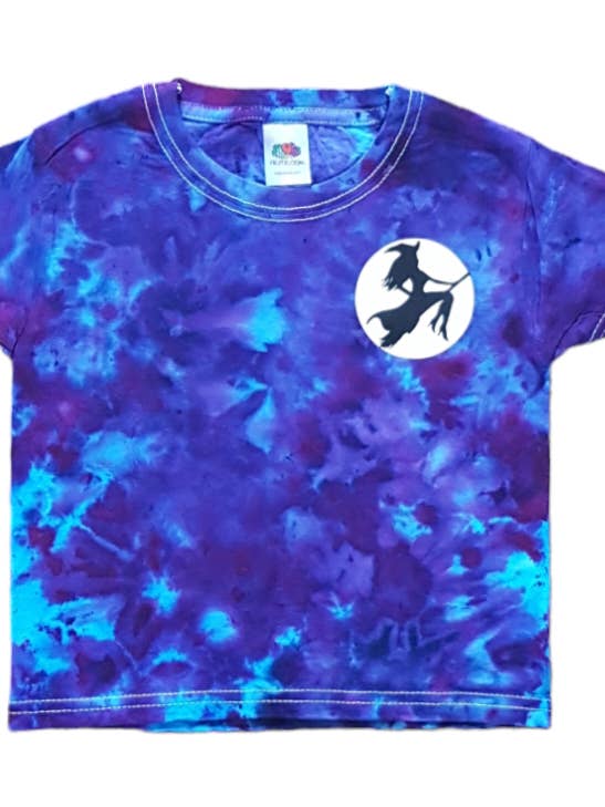 Tie Dye Shirt with Flying Witch & Glow-in-the-Dark Moon for wholesale by VeEco Gifts