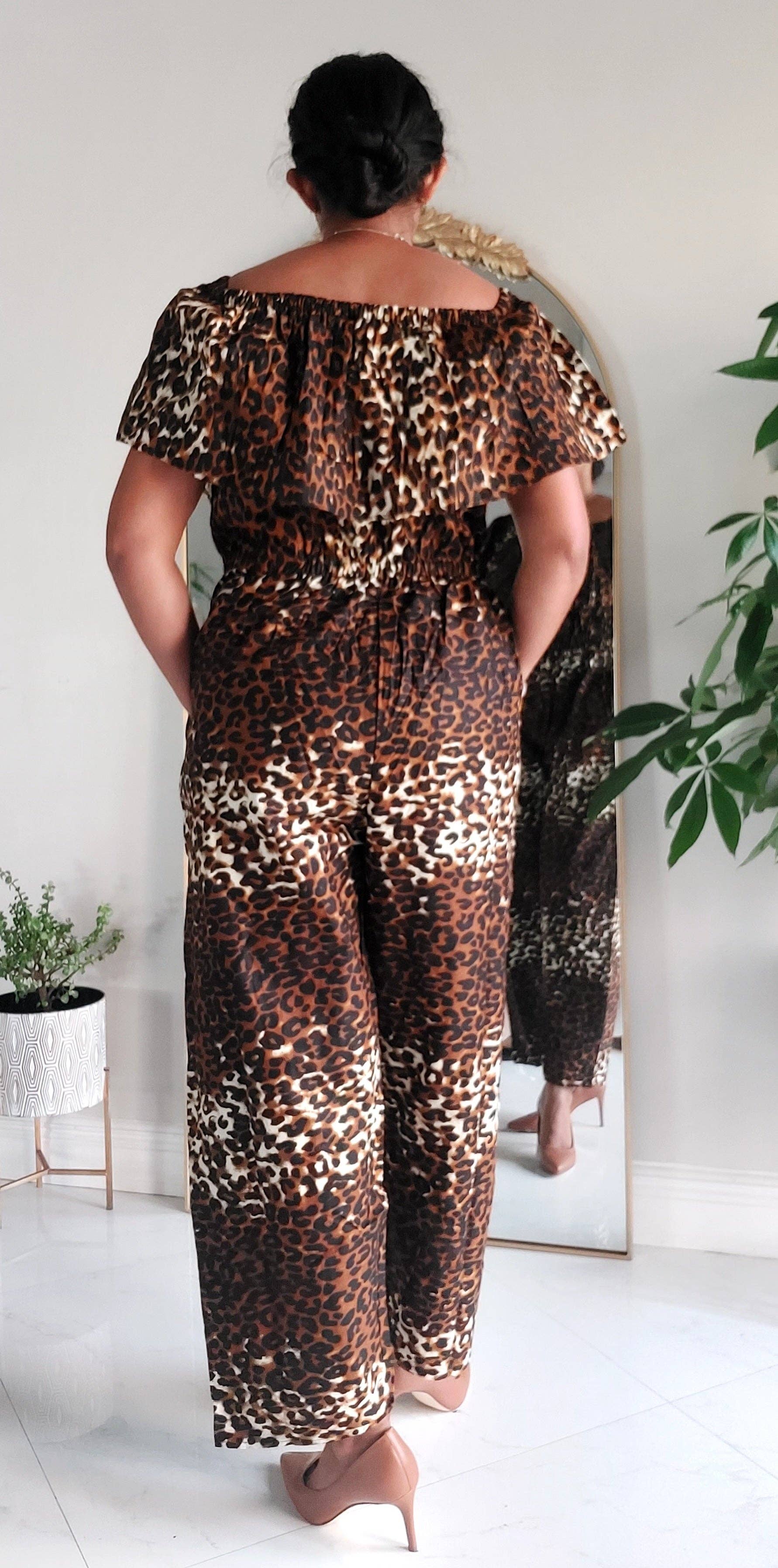 India Batik – Großhandel Jumpsuit – Damen – Ganzer Strampler//Overall Brown Animal- 11232