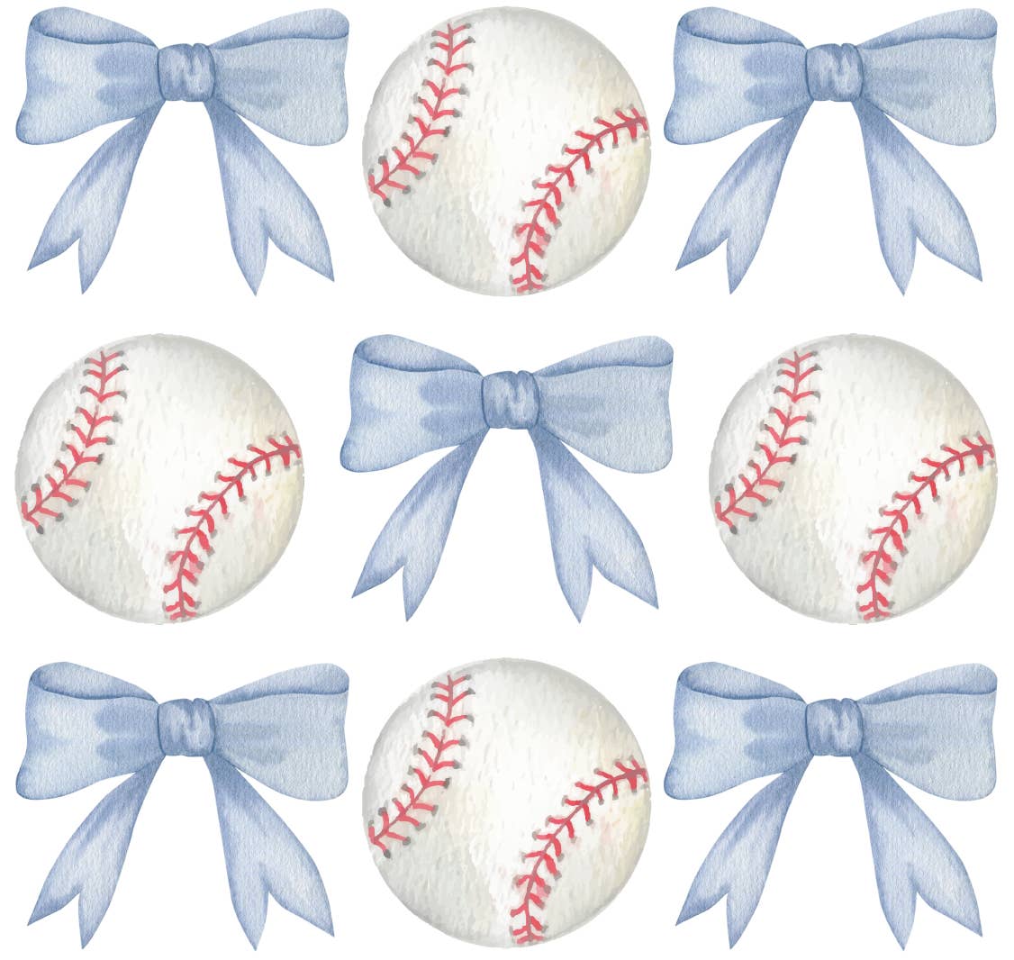 Blue Bow Baseball Coquette DTF Transfer for wholesale by M2B Designs