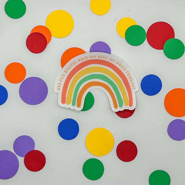 Har hele regnbuen/vejrbestandigt vinylklistermærke for engroshandel hos The Rainbow Bookshelf
