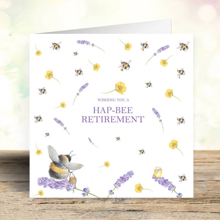 Lavendel Bee pensionering kort for engroshandel hos West Country Designs