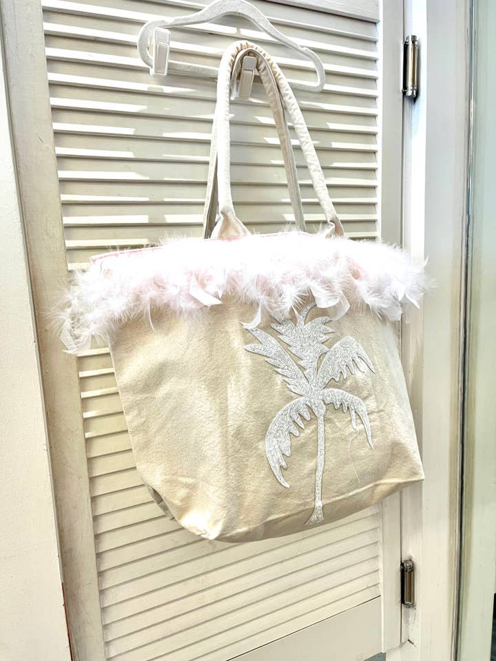 White Palm Beach Bag for wholesale by Nettie Knows