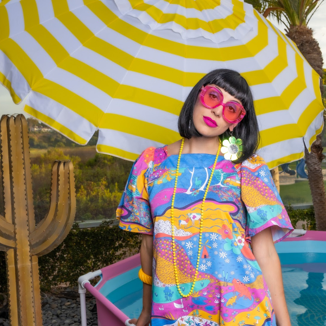 Blue Platypus - Wholesale Dress - Women's - Landscape Print Square Neck Pocket Dress7