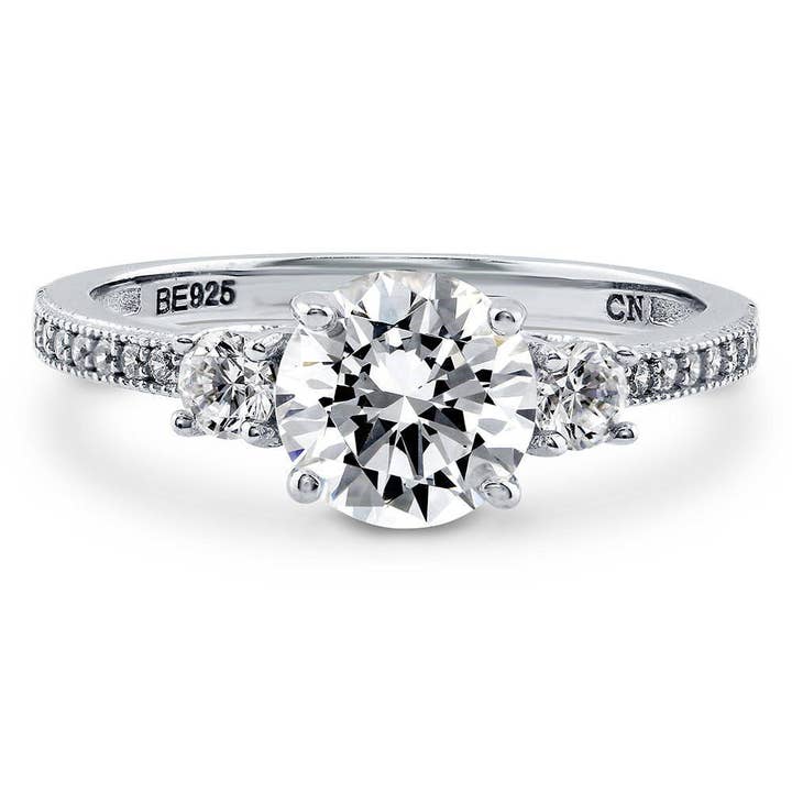 BERRICLE Sterling Silver 3-Stone Promise CZ Engagement Ring for wholesale by BERRICLE