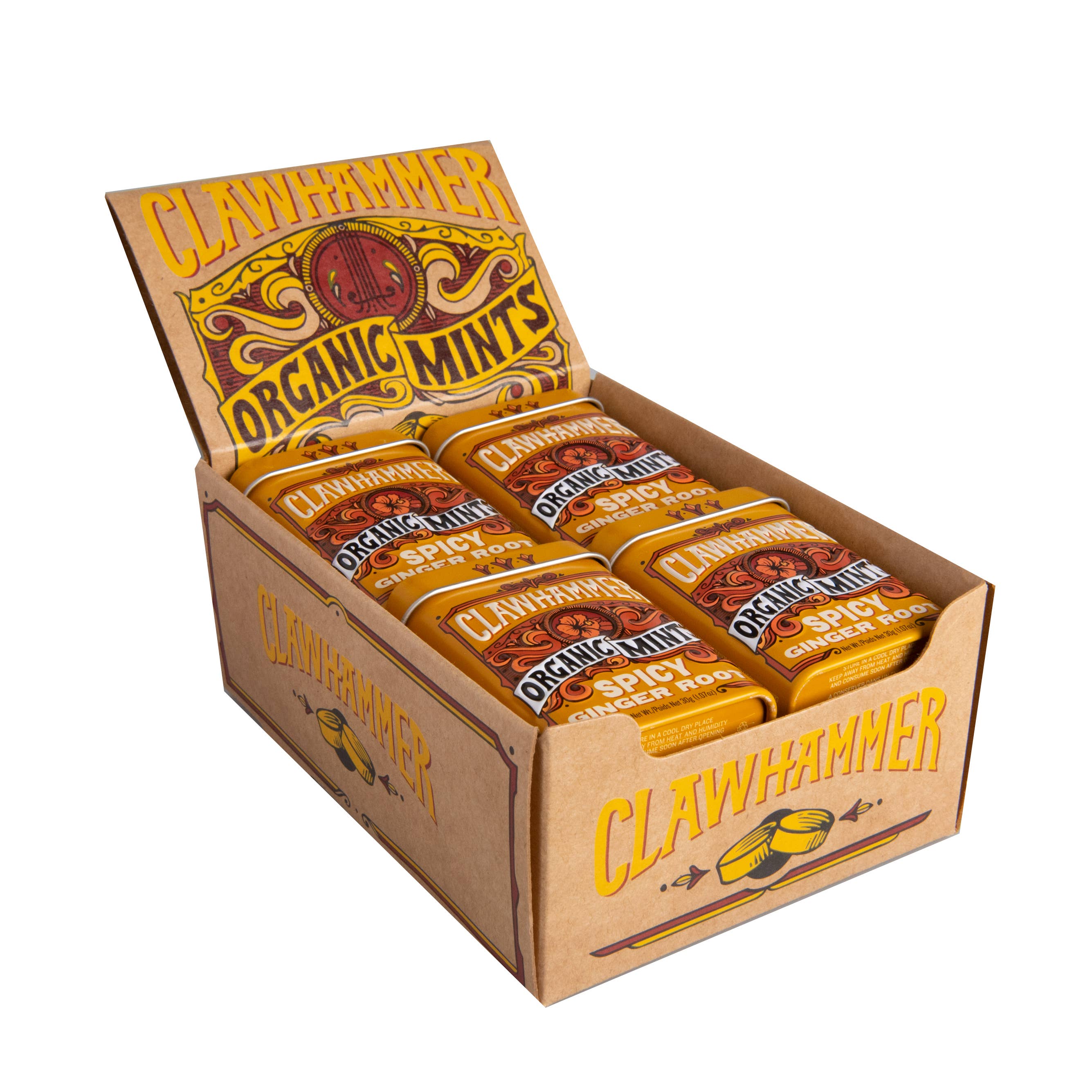 Big Sky Brands Inc. - Wholesale Mints - Clawhammer Certified Organic Mints - Spicy Ginger Root 144ct3