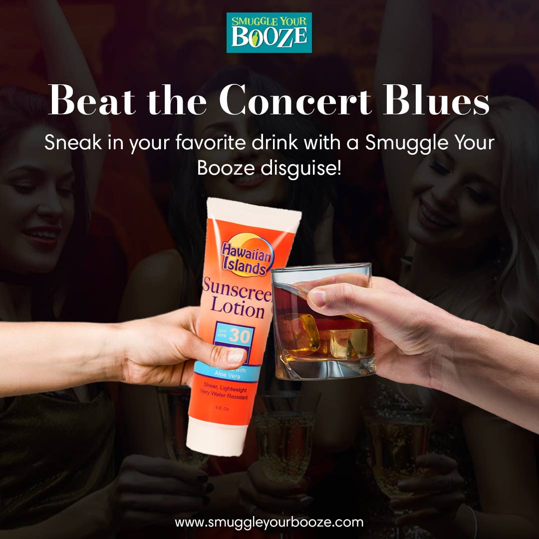 Smuggle Your Booze – Großhandel Sonnencremes – Sonnenschutz SPF 30 — 10-Unzen-Flasche mit Trichter und 5 Verschlüssen9