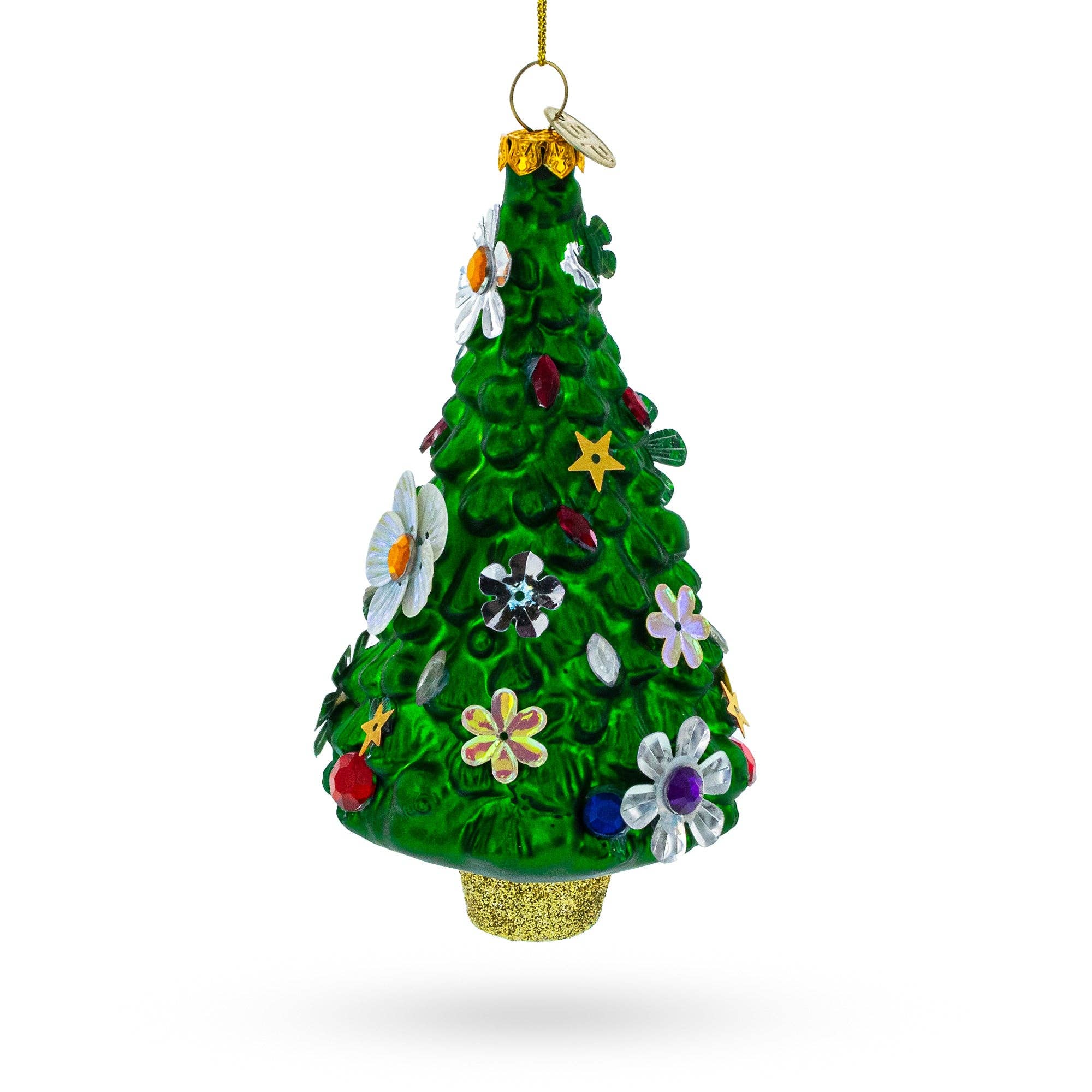 BestPysanky - Wholesale Ornament - Blossom-Adorned Christmas Tree Glass Ornament1