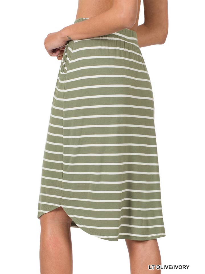 Vanilla Monkey - Wholesale Skirt - Women's - Stripe Print Self Tie Tulip Hem Skirt