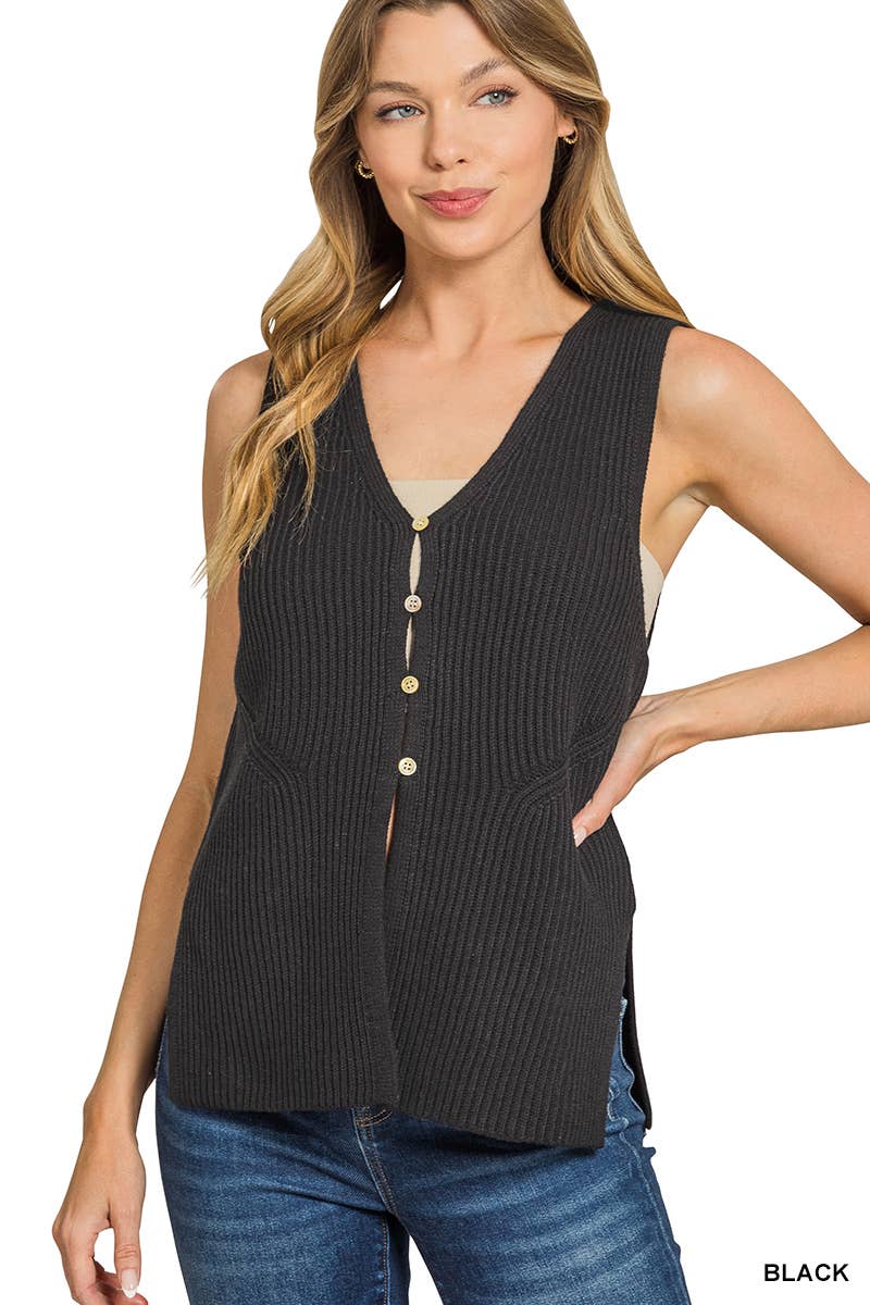 42POPS - Venta al por mayor Chaleco de abrigo - Mujer - Chaleco de Punto con 4 Botones 1016 SI-282491