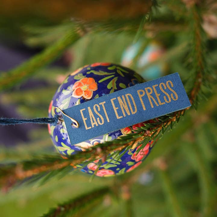 East End Press – wholesale Ornament – UK/EU: Dark Blue Blossoms Bauble4