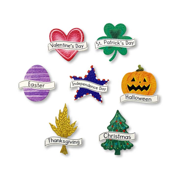 Roeda Studio - Wholesale Magnet - Holiday Calendar Magnets S/7, Organization, Holiday Decor