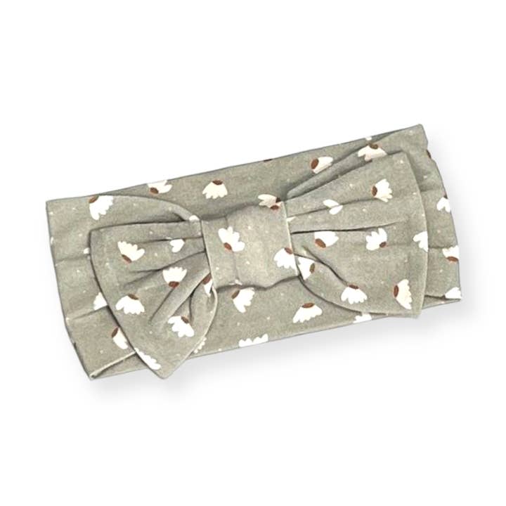 Floral Stretch Bow Baby Headband (Organic Jersey) for wholesale by Viverano Organics