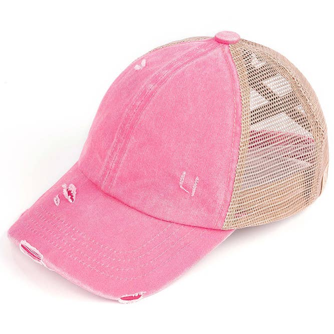 Hana – wholesale Baseball cap – Kids – C.C Kids Washed Denim Elastic Band Crossed Pony Cap10