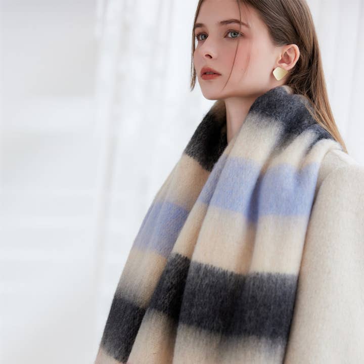 NINEXIS - Wholesale Scarf - Women's - CWASC1575_WINTER PREMIUM THERMAL STRIPED SCARF BIB15