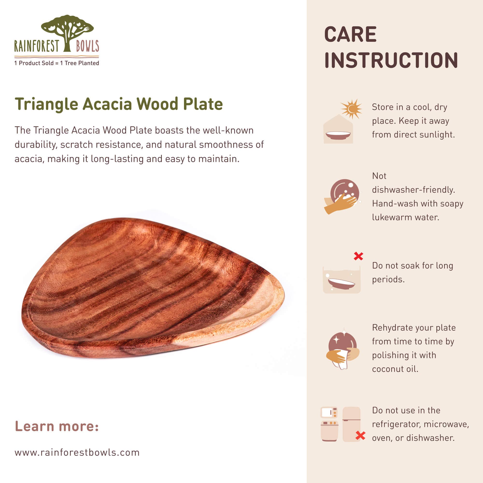 Rainforest Bowls – wholesale Dinner plate – Triangle Acacia Wood Plate6