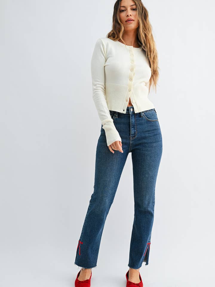 DP708 - DK - Pantalon coupe droite « Bow Sliced » pour la vente par JBD