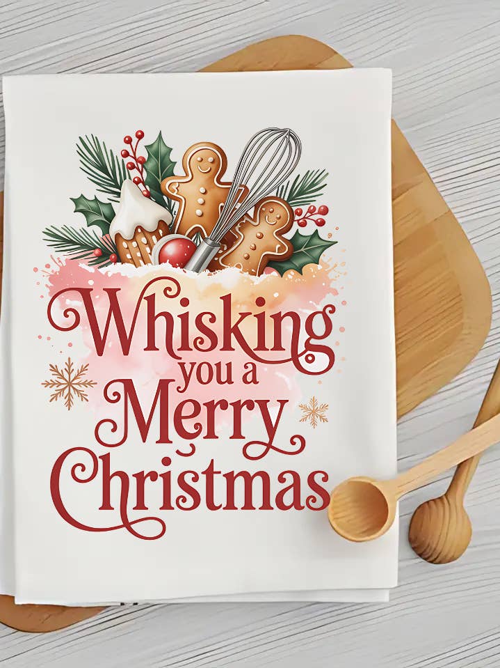 Whisking You - Holiday Kitchen Towel for wholesale by Inklusive Printing, Designs & More
