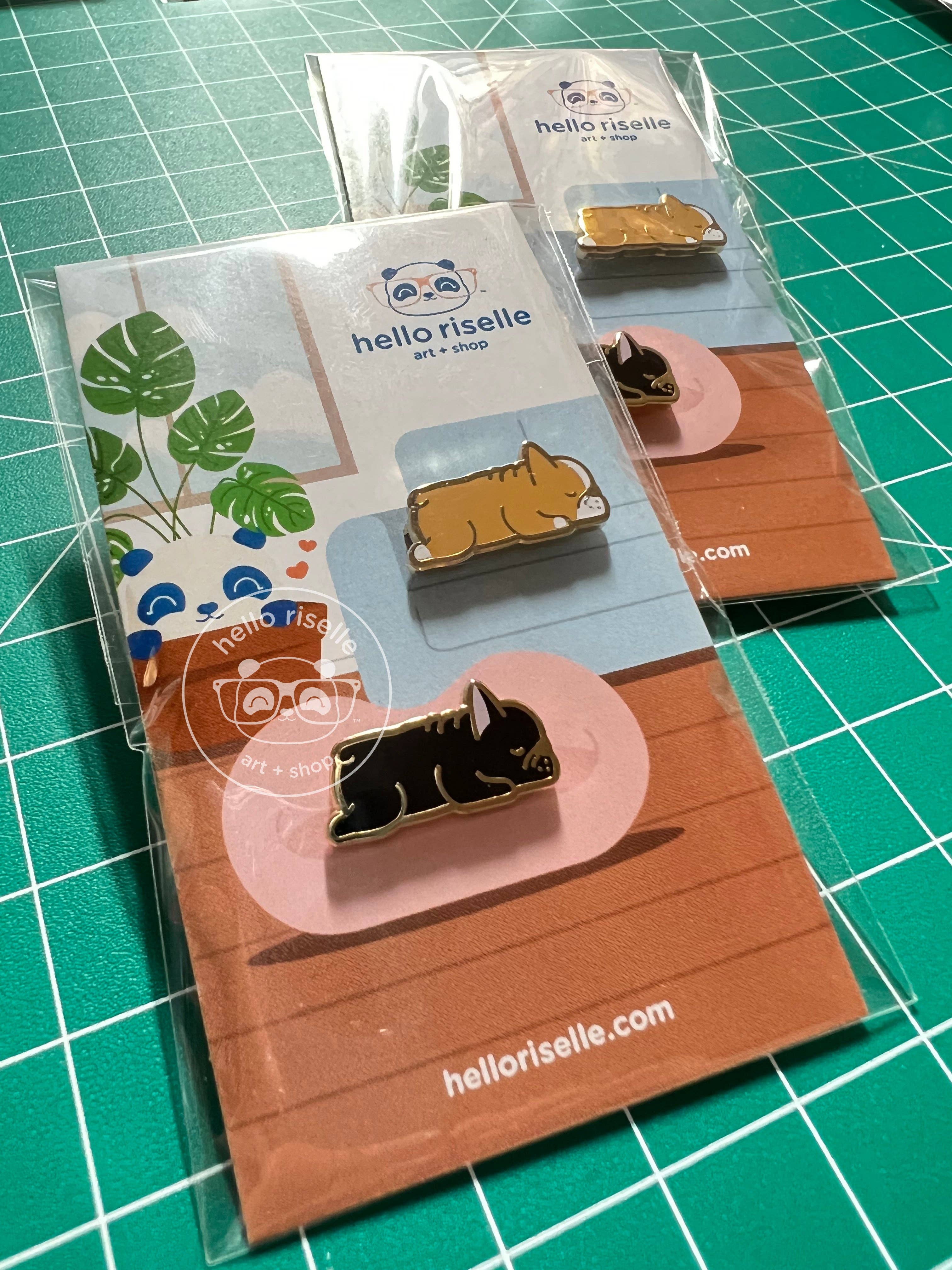 Hello Riselle | Art + Shop - Wholesale Lapel Pin/Button - Small Sleeping French Bulldog Enamel Pin5