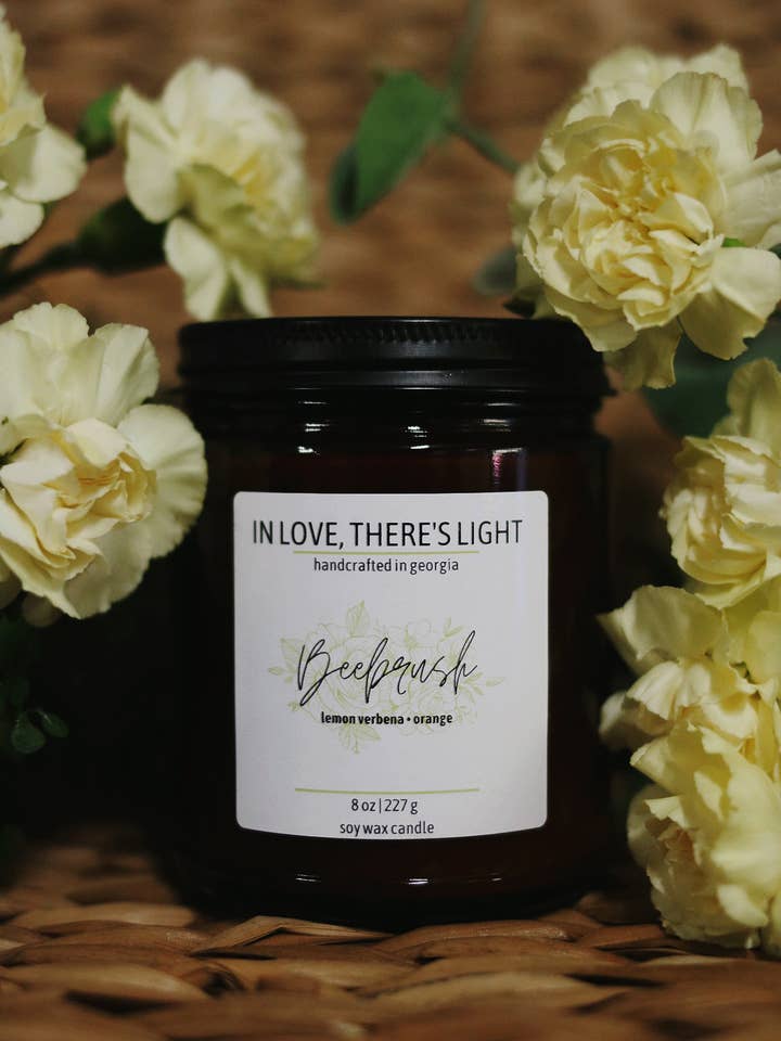 Beebrush Handpoured Vela de soja âmbar de 8 oz por atacado de In Love, There's Light