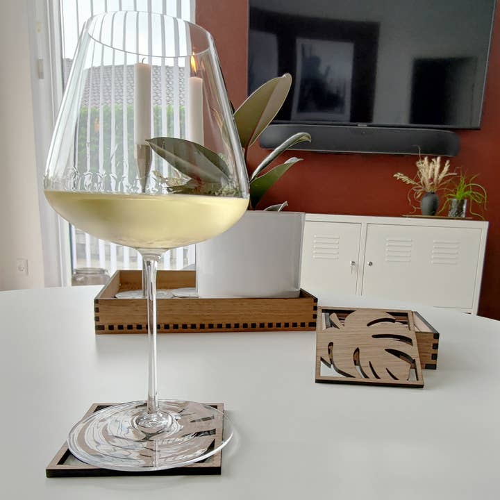 Treend - Venta al por mayor Posavasos - Posavasos, Monstera Clásica, 9 x 9 CM, Eg
