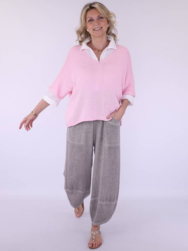 Cadenza Italy Ltd - Wholesale Knit Top - Women's - Cotton Blend V Neck Tunic Top