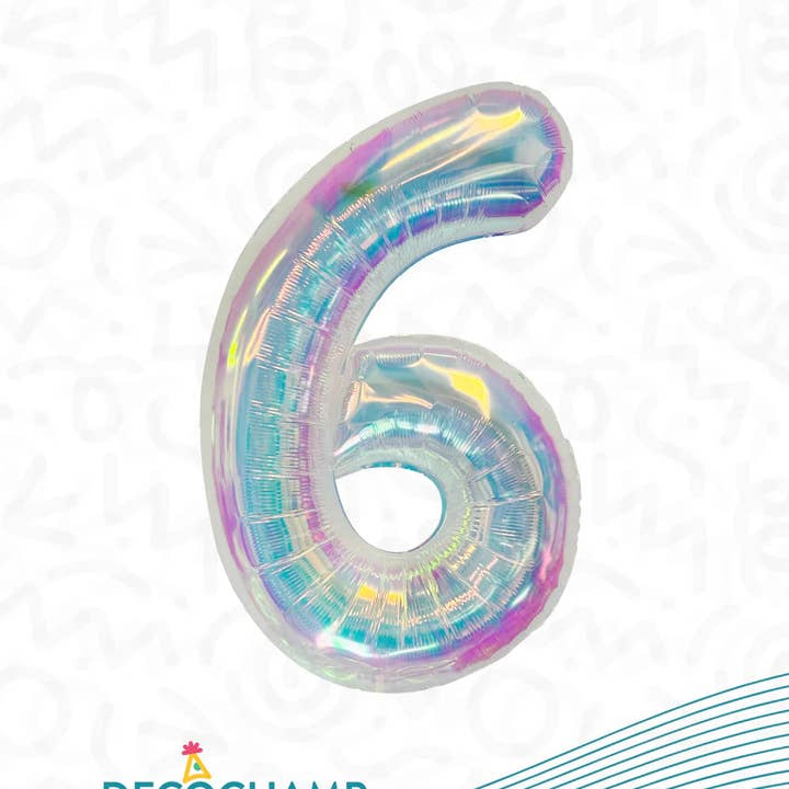 THE BALLOON HUB - Wholesale Balloon - DecoChamp Iridescent Air-fill Number Balloons (0 to 9) - 34 in.6